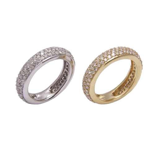 Dueto de Anéis em ouro 18K, amarelo e branco, com diamantes
