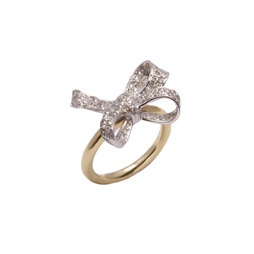 Anel Laço em ouro 18K amarelo e branco com diamantes