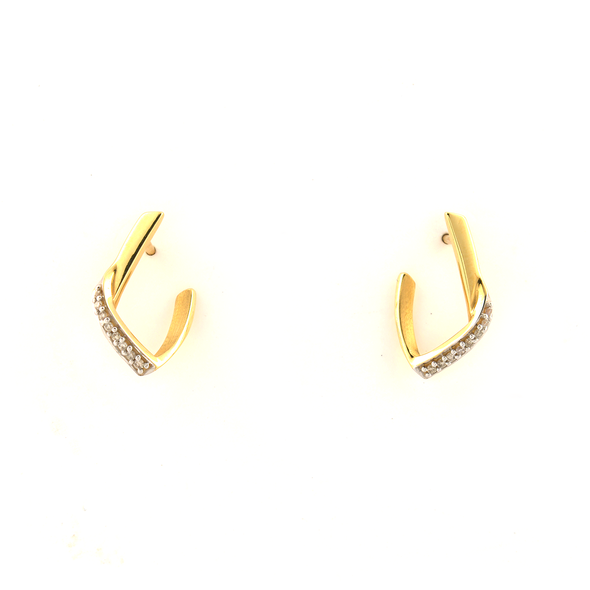 Par de brincos em ouro amarelo 18K com diamantes 