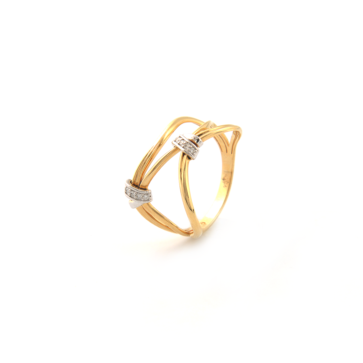 Anel em ouro amarelo e branco 18K com diamantes