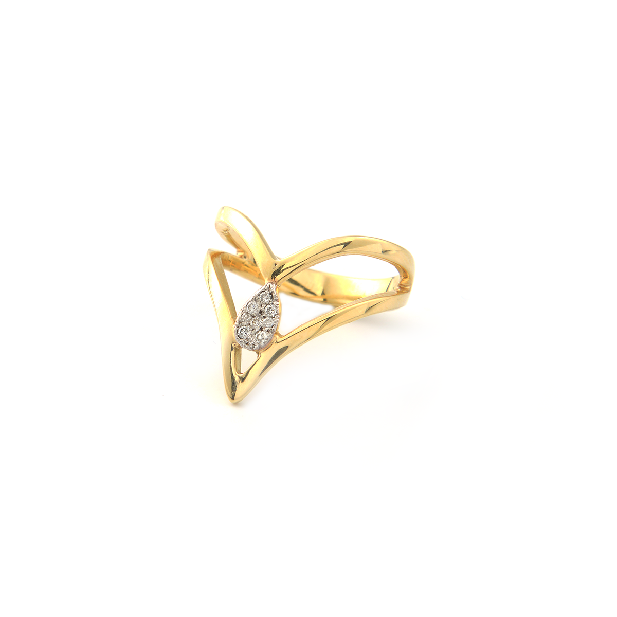 Anel em ouro amarelo 18K com diamantes