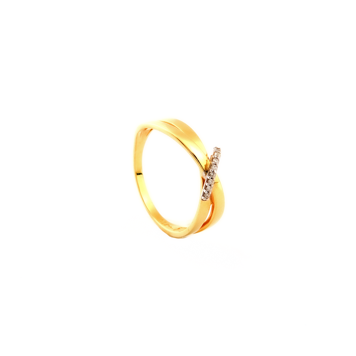 Anel em ouro amarelo e branco 18K com diamantes